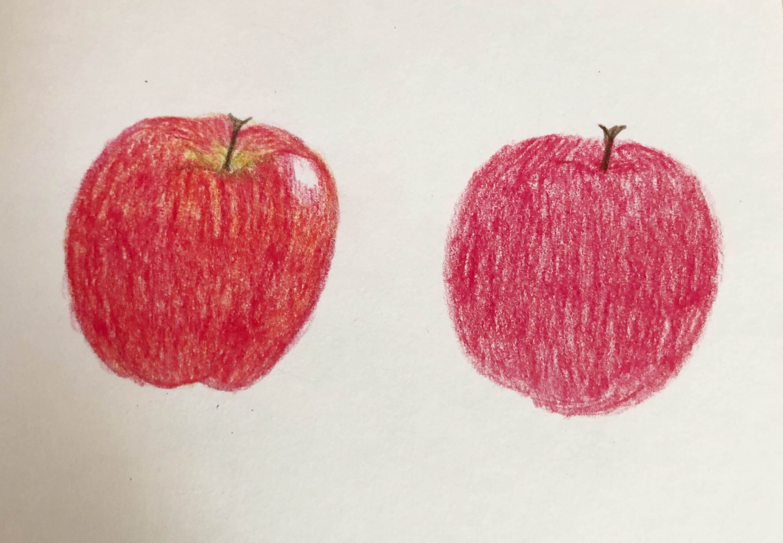混色と単色で塗ったりんごのリンゴの違いリンゴの違い